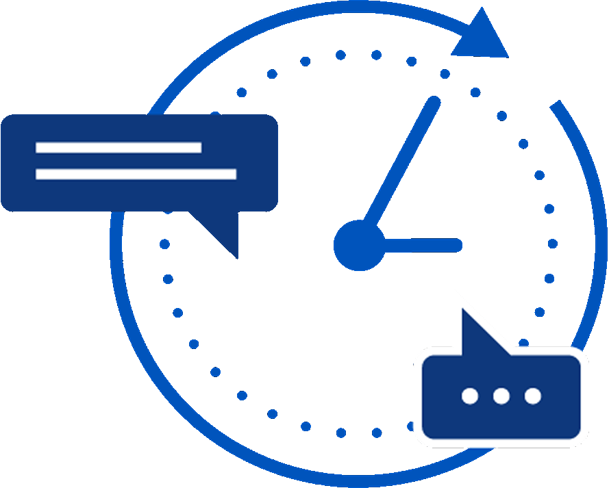 Illustration of a clock representing 24/7 support coverage