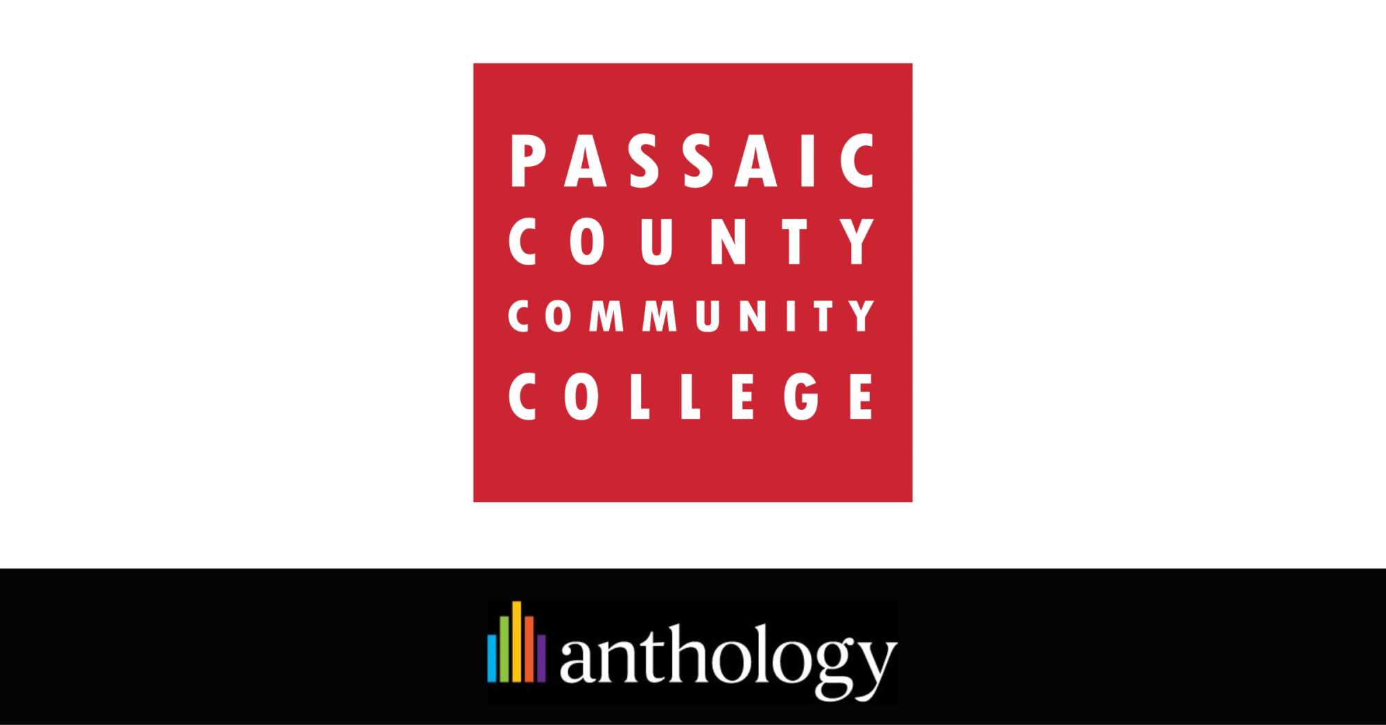 Image with the Passaic County Community College logo on the middle and the Anthology logo at the bottom.